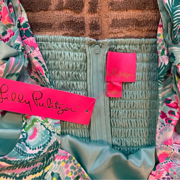 Lilly Pulitzer Aqua and Pink Smocked Dress - Picture 2 of 4